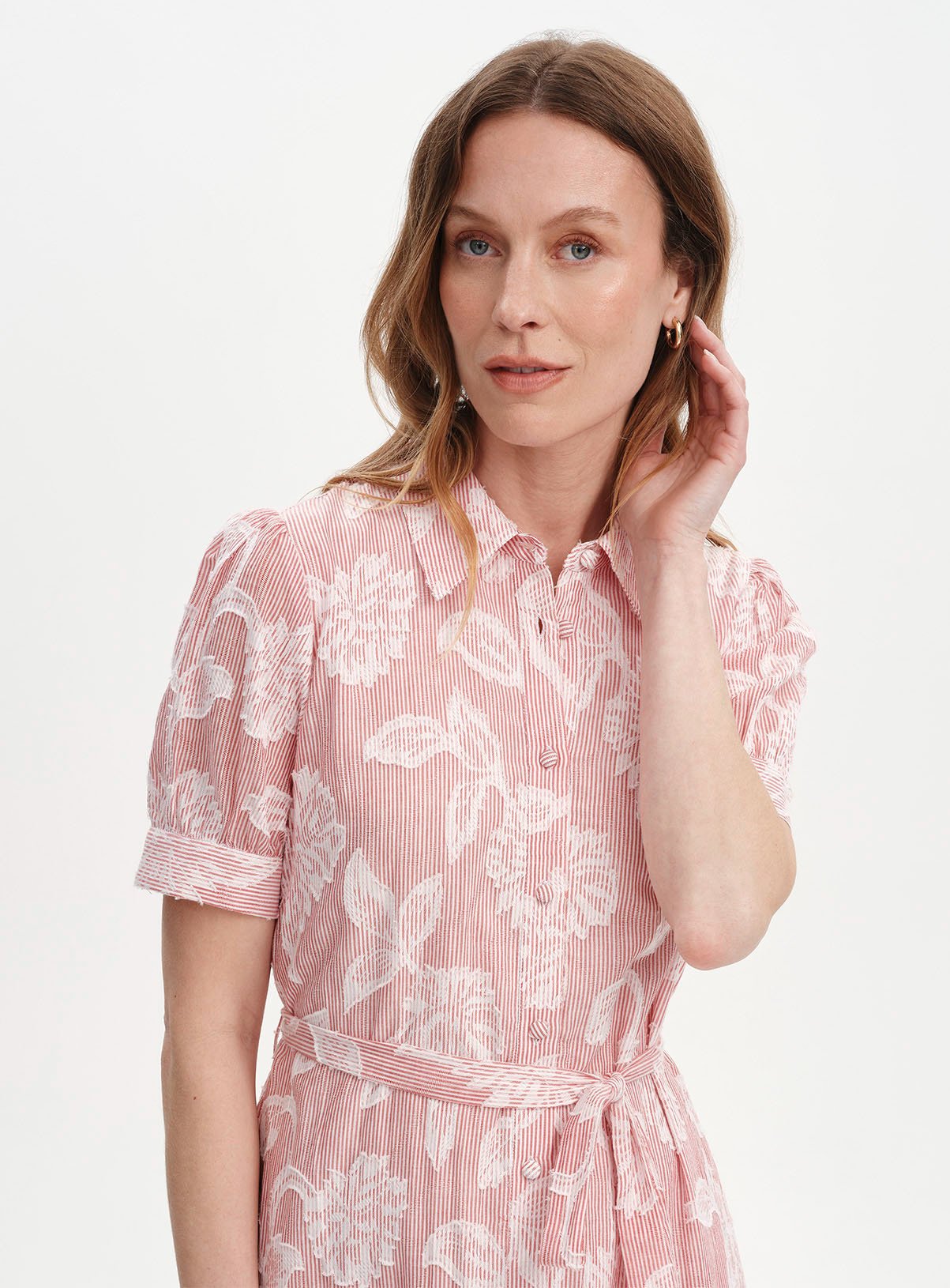 FINERY Mariah Floral Stripe Shirt Dress 14 - Image 5 thumbnail
